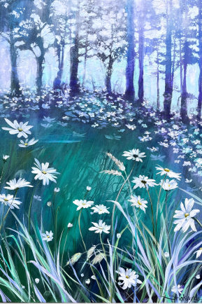 Acrylic flower painting flower field