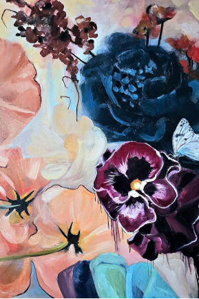 student flower acrylic painting